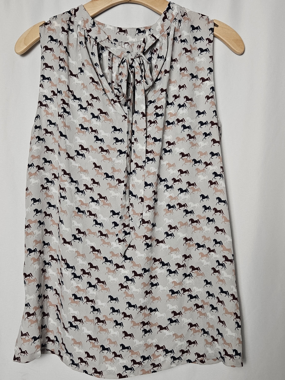 LOFT Cream Blouse with Multicolor Horse Print - Picture 4 of 4